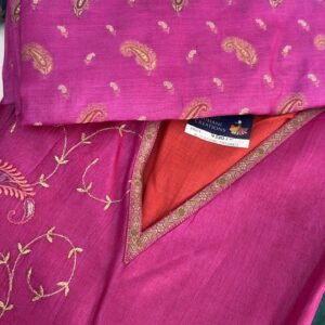 Silk Unstiched Embroided Pink color suit