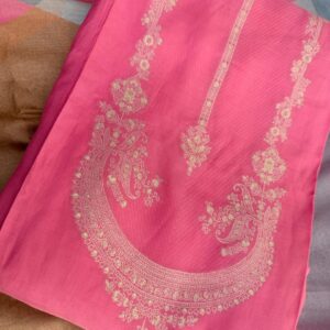 Maslin unstiched pink color dress material