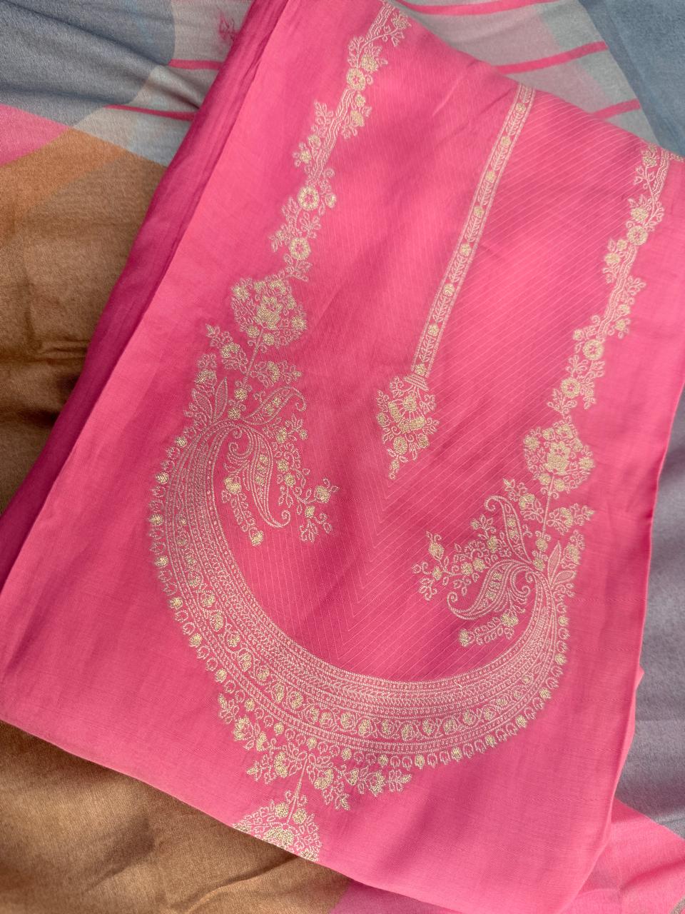 Maslin unstiched pink color dress material
