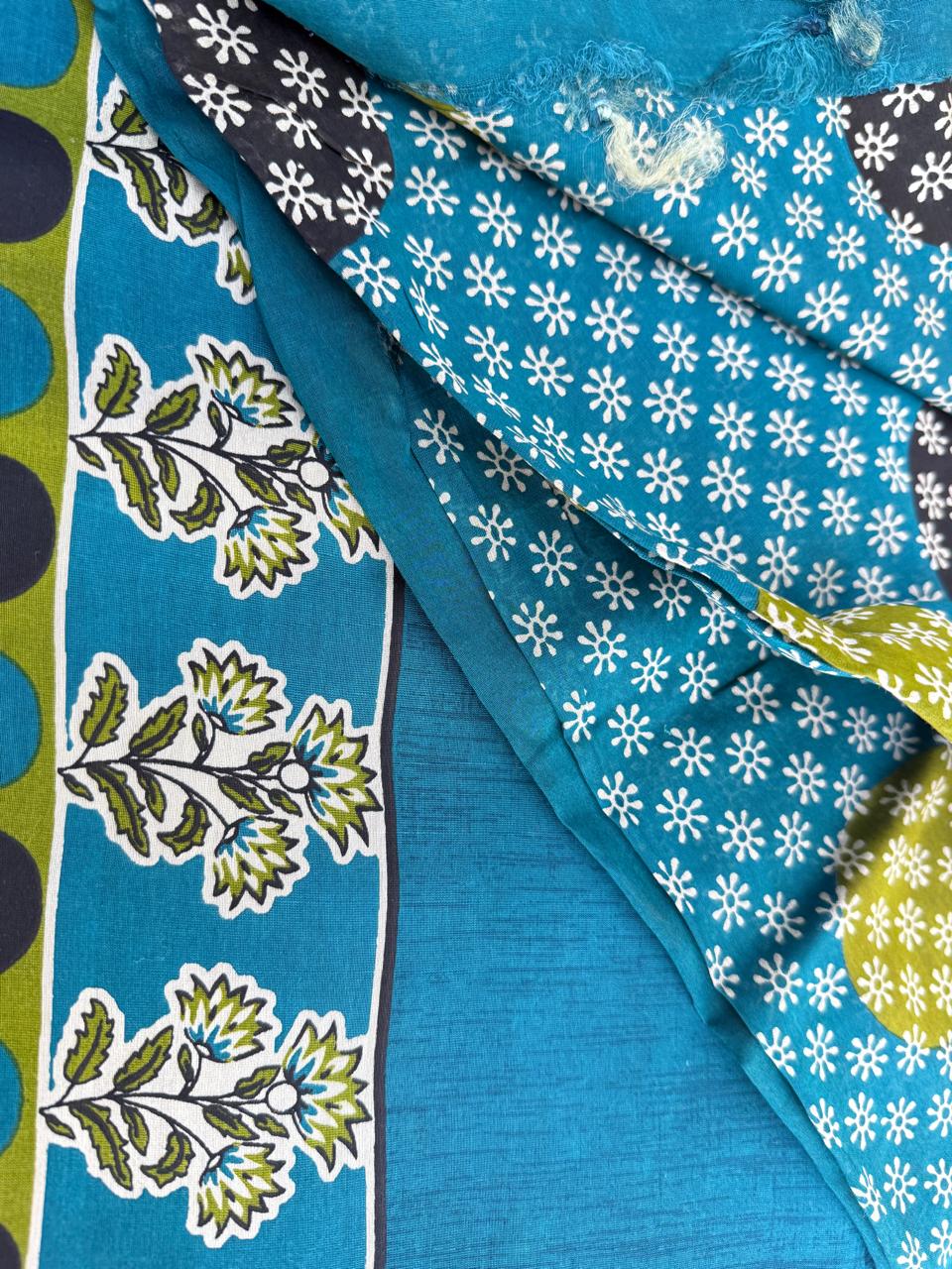 Blue - Maheshwari silk unstiched dress material