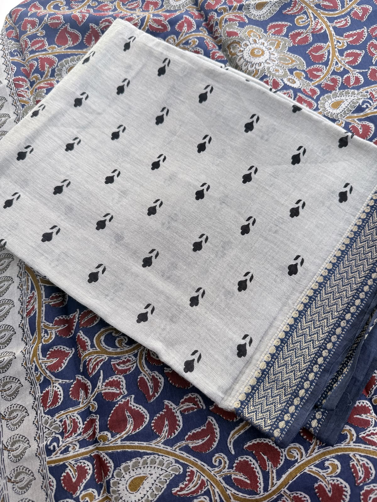 Printed Maheshwari silk unstiched dress material