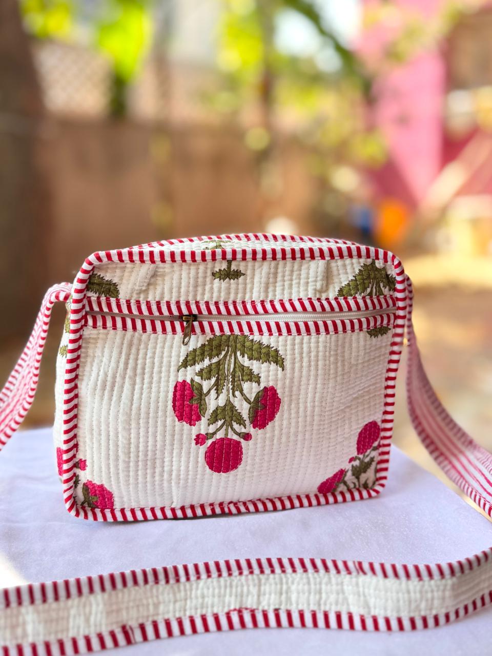 Red floral Printed Sling Bag