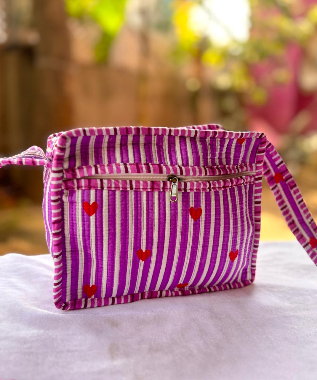 Pink Quilted Sling Bag
