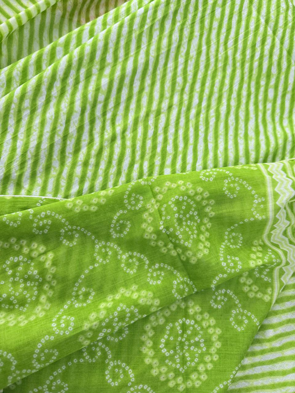 Green Lehriya Printed Cotton Suit