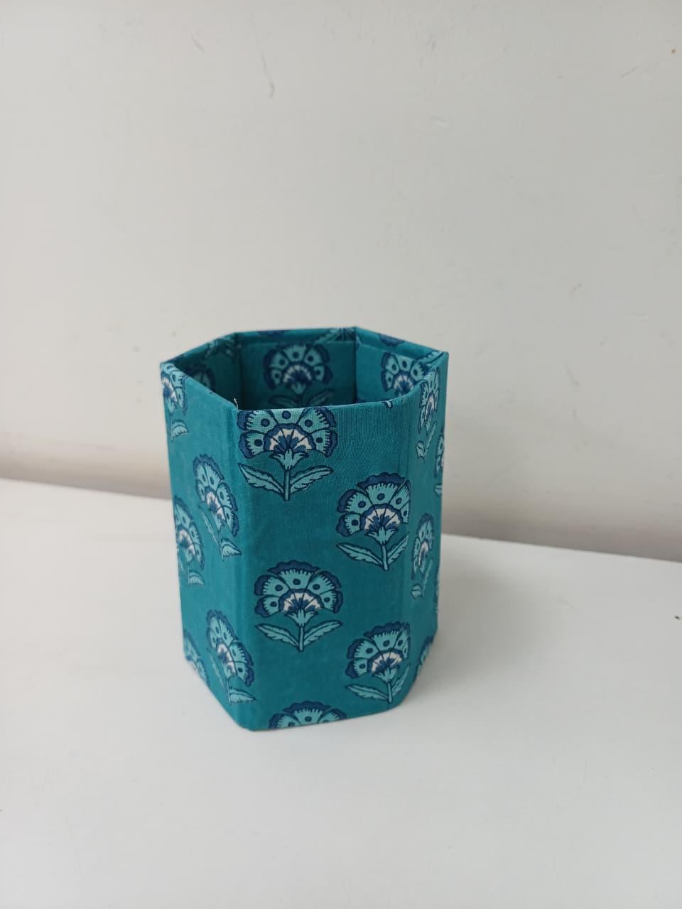 Handcrafted Blue color Floral Fabric Pen Stand