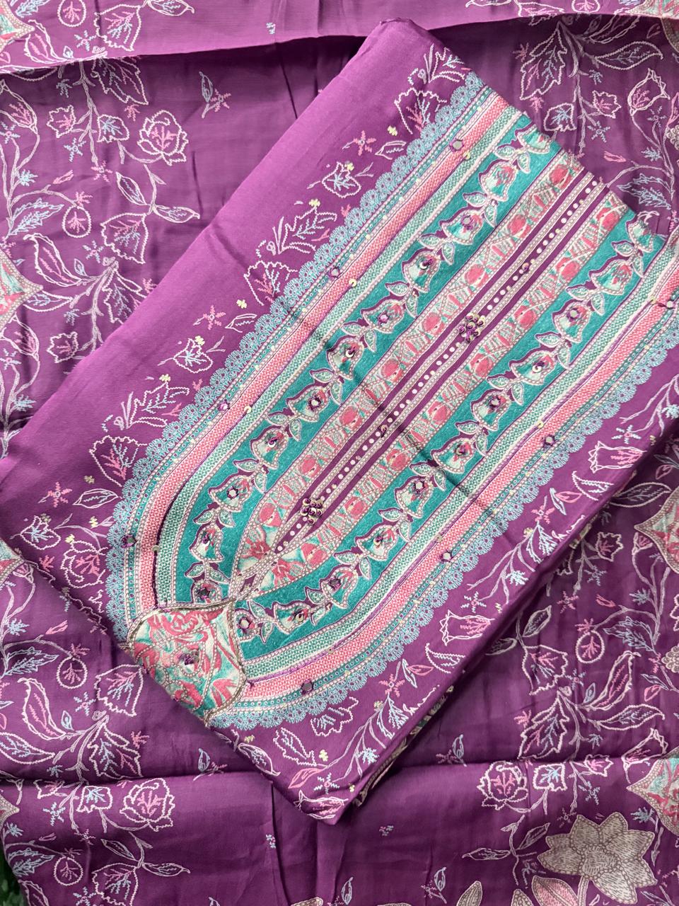 Jam Cotton Suits with Hand Work
