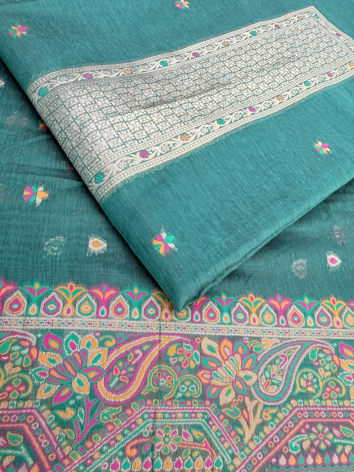 Green Pure Jamdani Woven Suit - Image 2